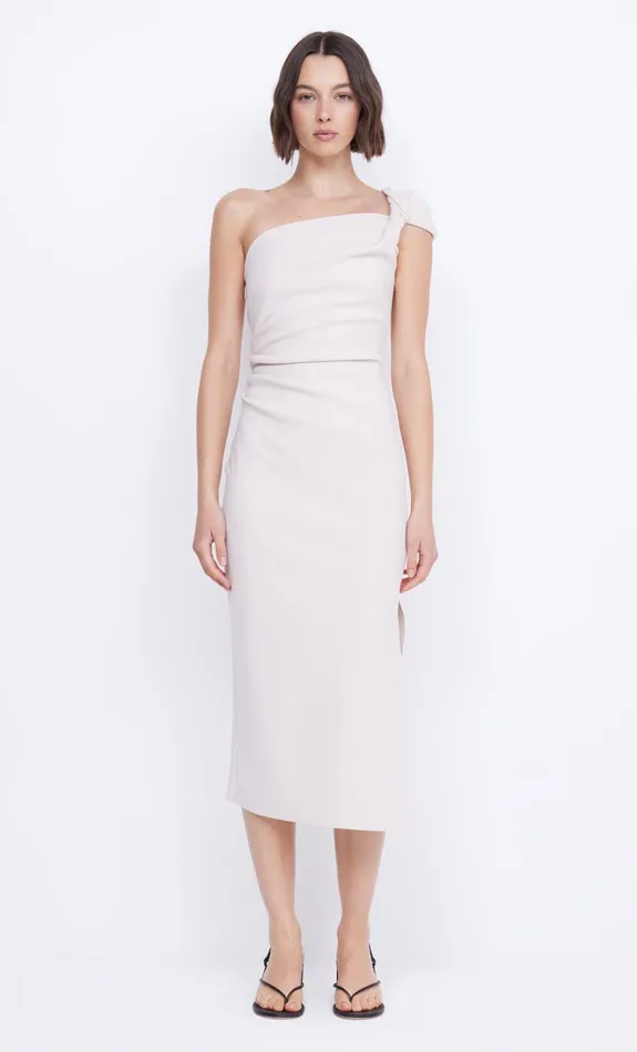 Women ELEA ASYM MIDI DRESS 8211 VANILLA BEAN Bec Bridge Wedding Guest