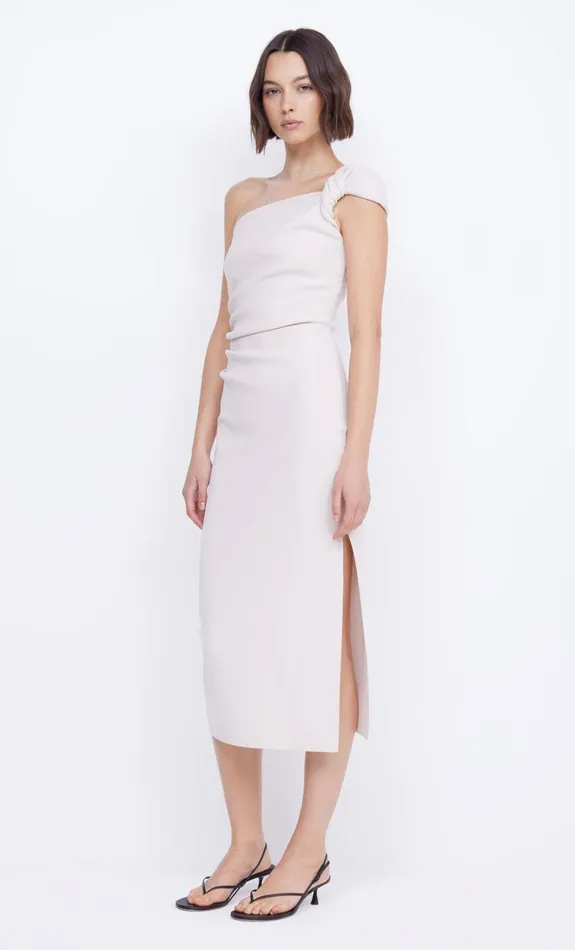 Women ELEA ASYM MIDI DRESS 8211 VANILLA BEAN Bec Bridge Wedding Guest
