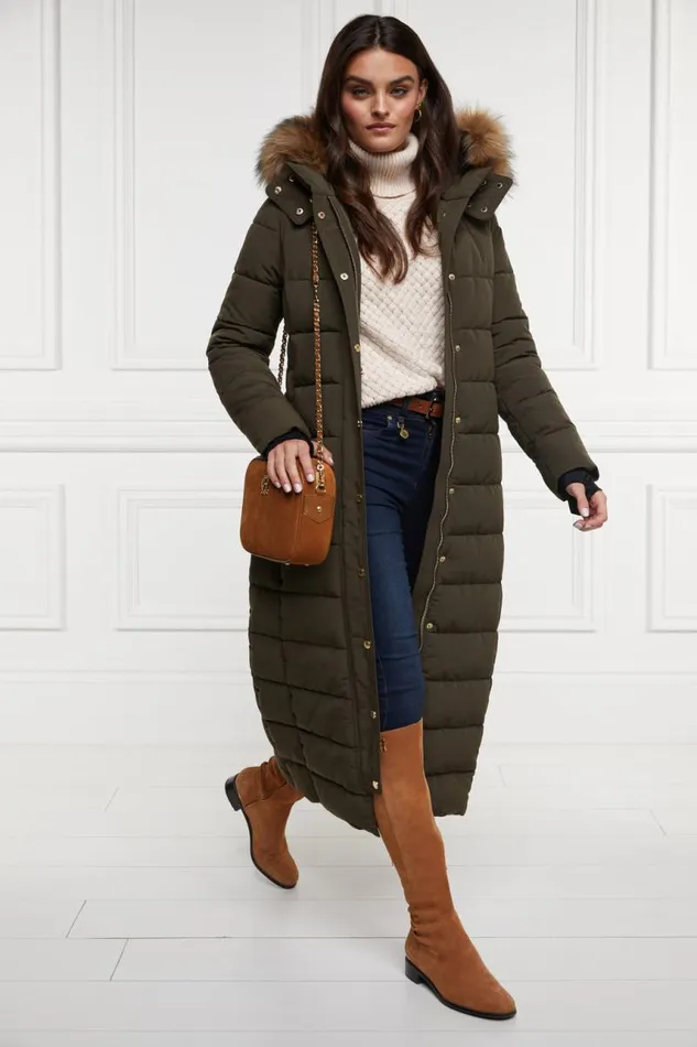 WomenEquestrian Coats Holland Cooper Stoneleigh Longline Coat Khaki
