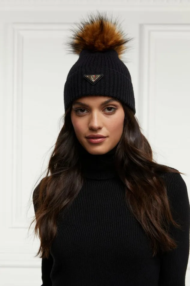 WomenEquestrian Hats and Headbands Holland Cooper Burghley Bobble Hat Black WomenEquestrian Hats and Headbands Holland Cooper Burghley Bobble Hat Black
