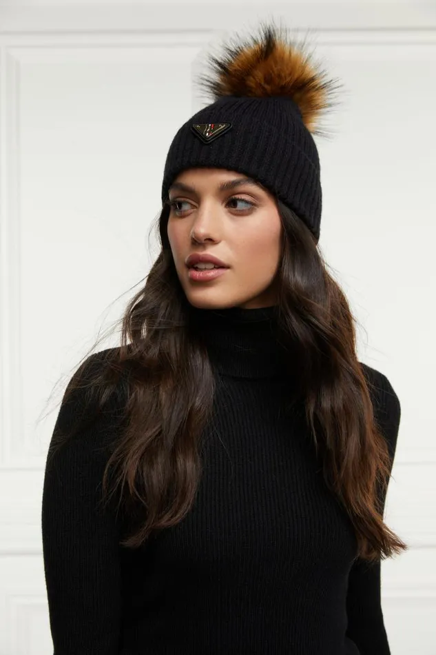 WomenEquestrian Hats and Headbands Holland Cooper Burghley Bobble Hat Black WomenEquestrian Hats and Headbands Holland Cooper Burghley Bobble Hat Black