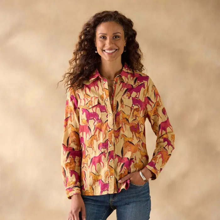 Women Equestrian Joy Shirt Petite Gold Sundance Catalog Petite Styles