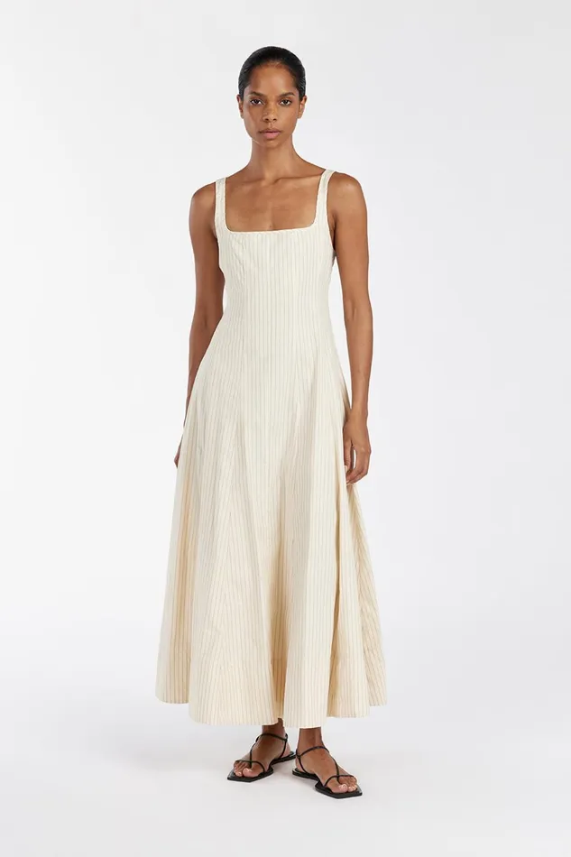 Women Event Dresses DISSH RILEY CREAM STRIPE MIDI DRESS