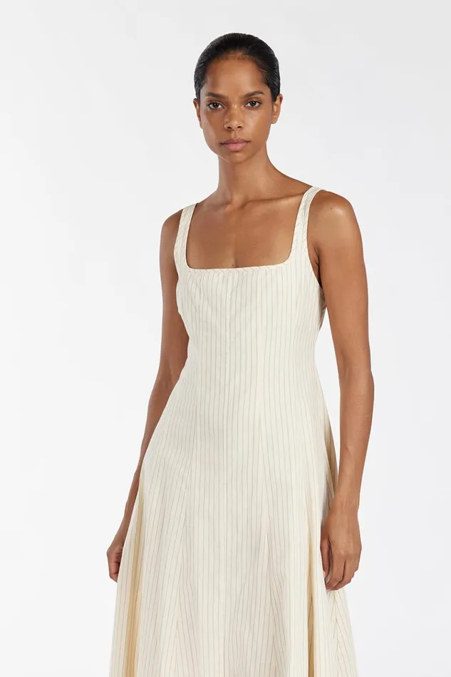 Women Event Dresses DISSH RILEY CREAM STRIPE MIDI DRESS