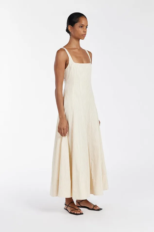 Women Event Dresses DISSH RILEY CREAM STRIPE MIDI DRESS