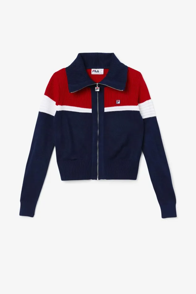 Women Fila Sweatshirts and Hoodies Jill Cardigan Fila Navy Fila Red White
