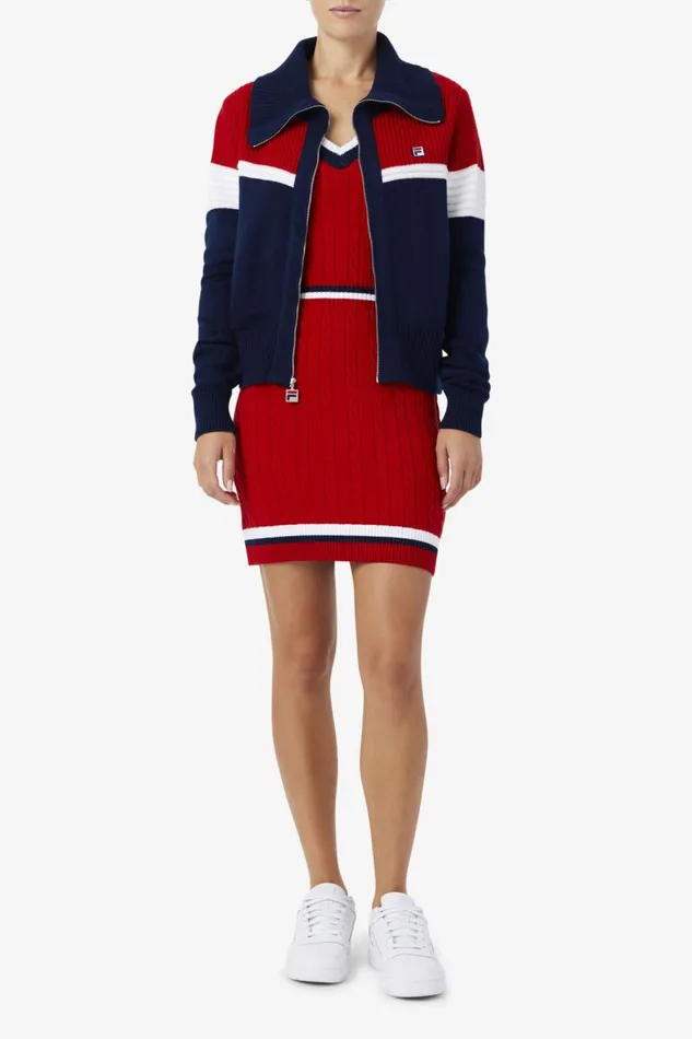 Women Fila Sweatshirts and Hoodies Jill Cardigan Fila Navy Fila Red White