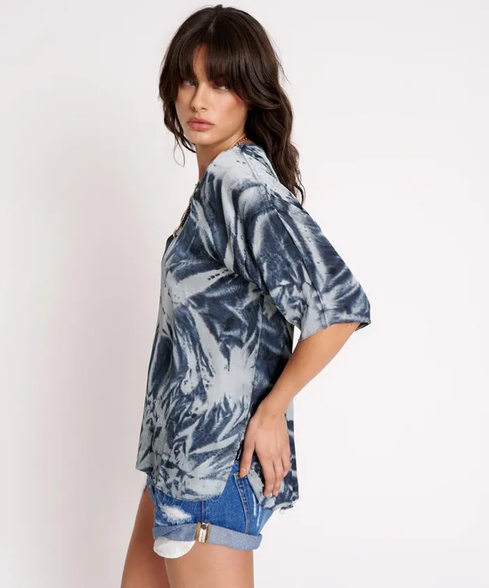 Women FIRE FLIES OVERSIZED SATIN TEE One Teaspoon Tees and Tanks