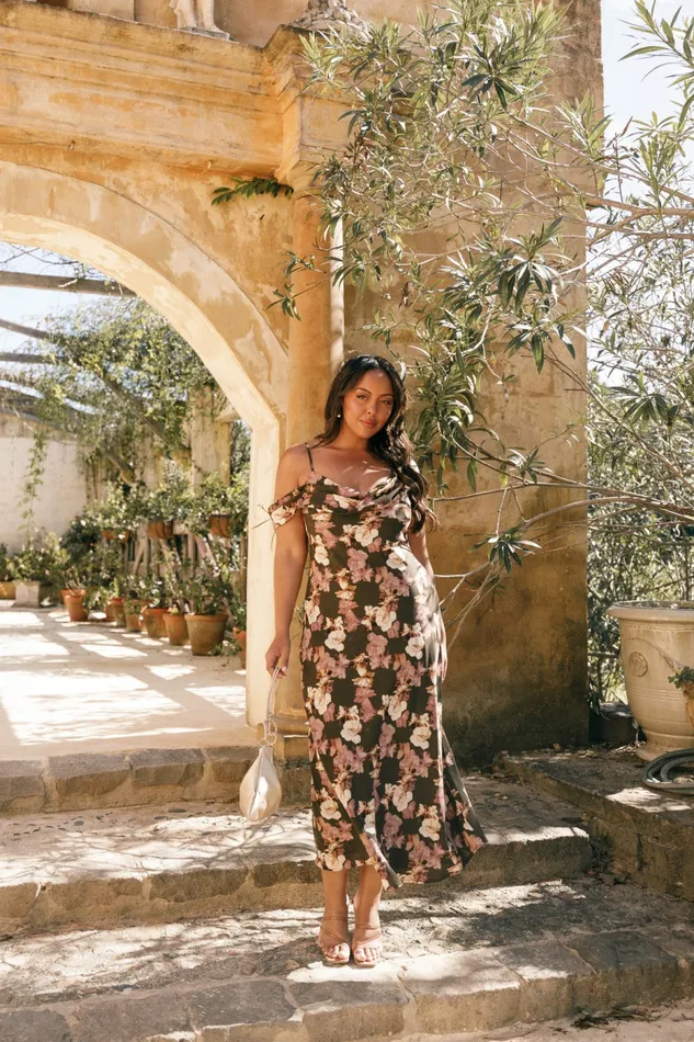 Women Floral Dresses Petal and Pup Kamryn Midi Dress Olive Floral