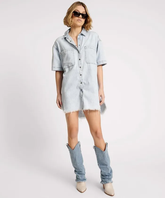 Women FLORENCE PARIS DENIM SHIRT DRESS One Teaspoon Denim Dresses