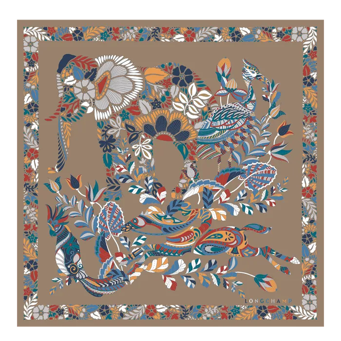 Women Fort Longchamp Silk scarf 50 ClayClayClay Silk Scarves Longchamp
