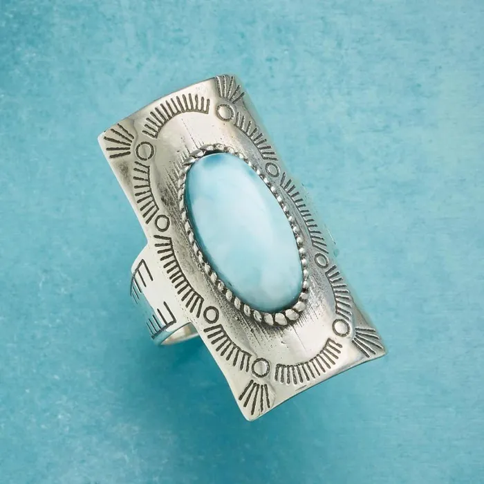 Women Four Corners Larimar Ring Sundance Catalog Rings