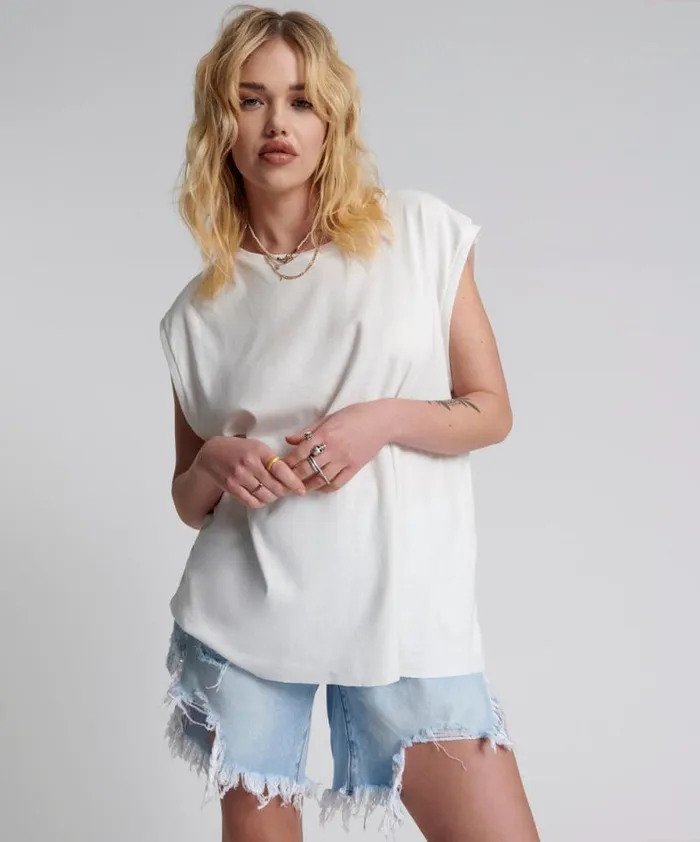 Women FRESH WHITE BAMBOO LOGO UNISEX TANK One Teaspoon Tees and Tanks