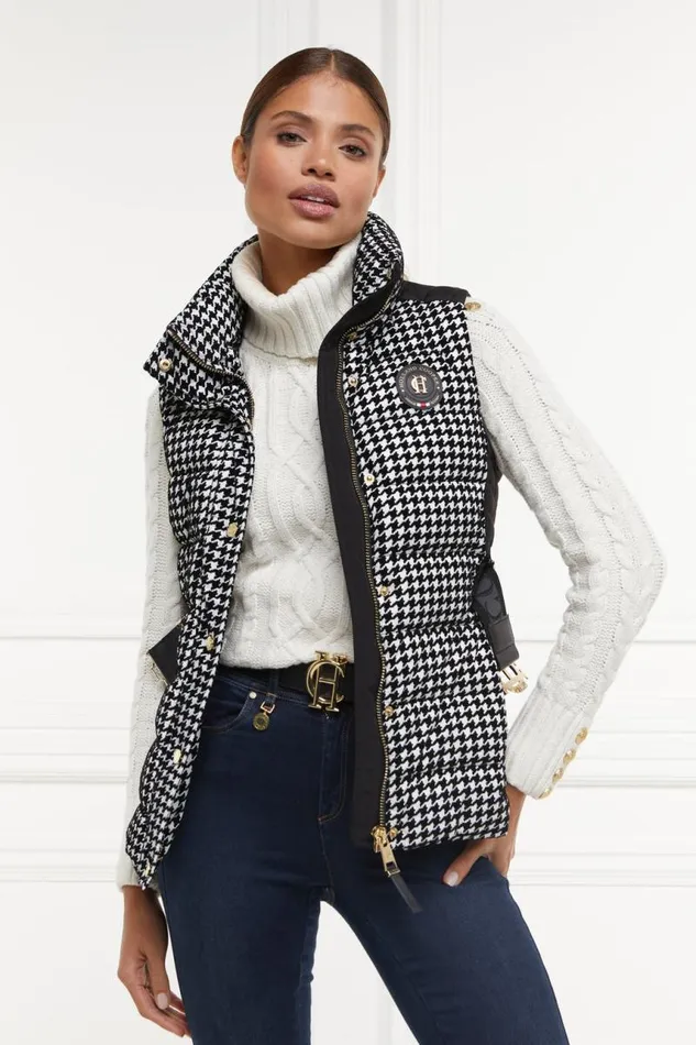 Women Gilets Holland Cooper Valais Quilted Gilet Houndstooth Women Gilets Holland Cooper Valais Quilted Gilet Houndstooth