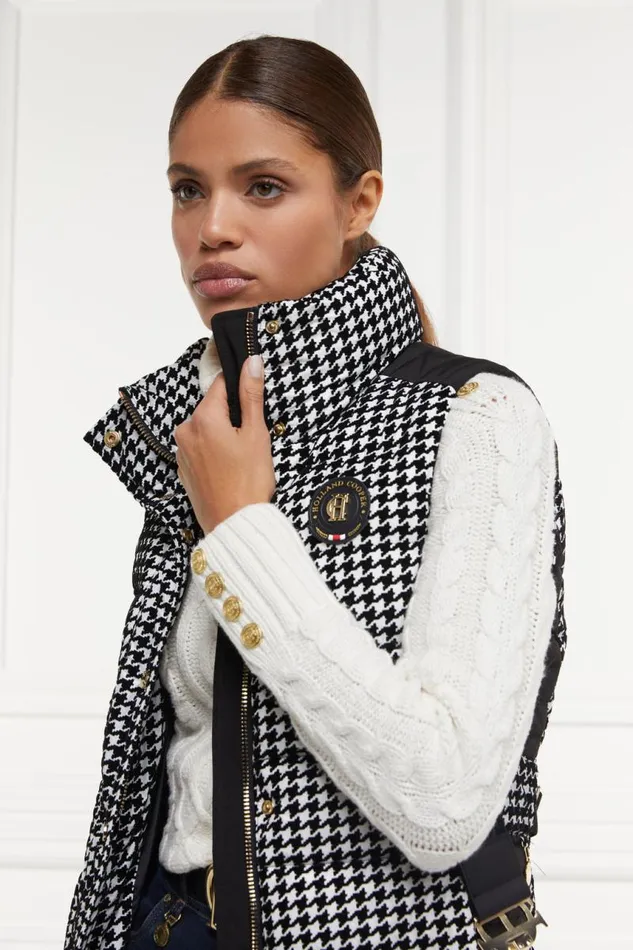 Women Gilets Holland Cooper Valais Quilted Gilet Houndstooth Women Gilets Holland Cooper Valais Quilted Gilet Houndstooth