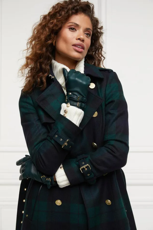 Women Gloves Holland Cooper Monogram Leather Gloves Racing Green