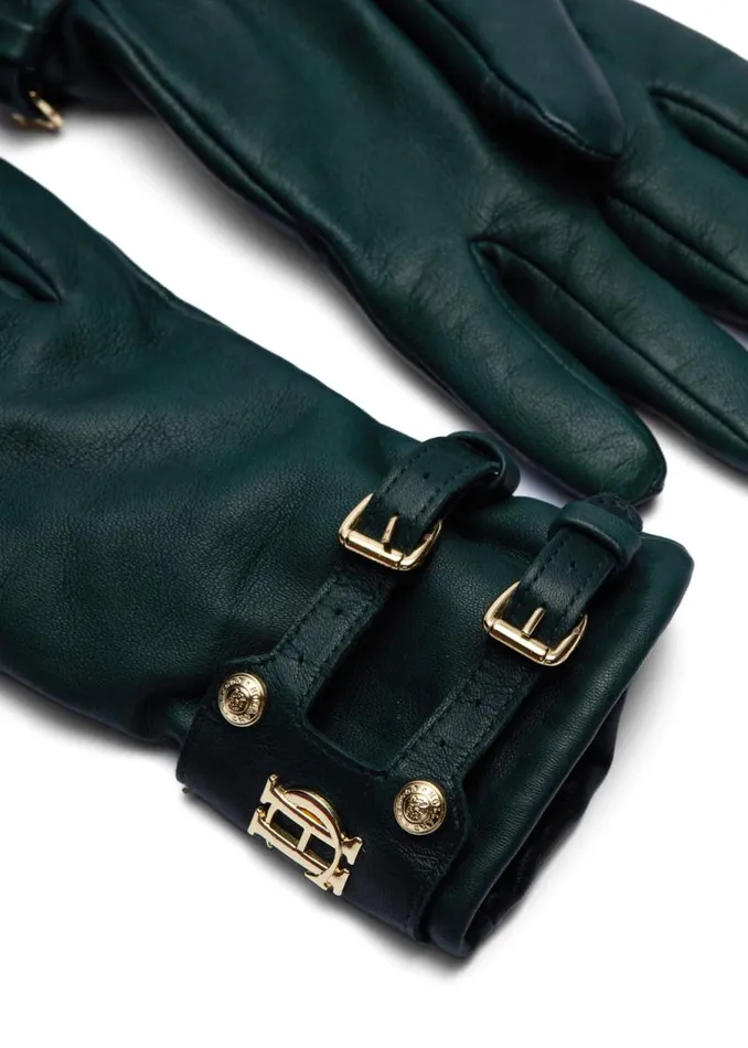Women Gloves Holland Cooper Monogram Leather Gloves Racing Green