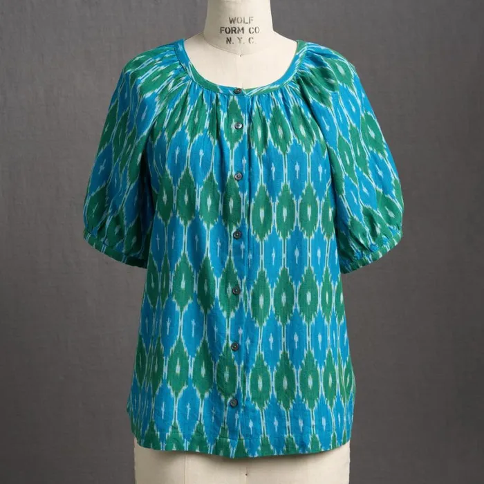 Women Graceful Days Ikat Top Blue Ikat Sundance Catalog Tops Women Graceful Days Ikat Top Blue Ikat Sundance Catalog Tops