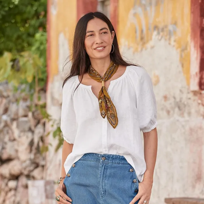 Women Graceful Days Top Petite White Sundance Catalog Petite Styles