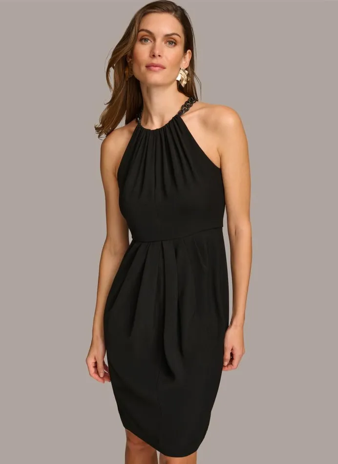Women HALTER NECK DRESS Black Donna Karan New York Dresses And Jumpsuits