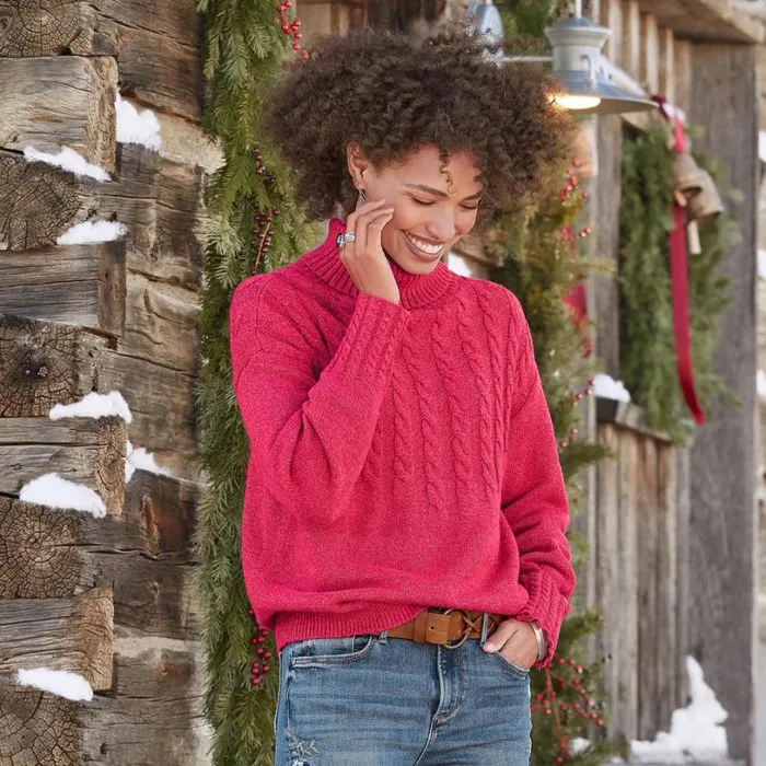 Women Hearthside Haven Turtleneck Hot Pink Sundance Catalog Sweaters
