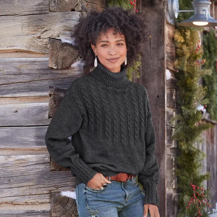 Women Hearthside Haven Turtleneck Hot Pink Sundance Catalog Sweaters