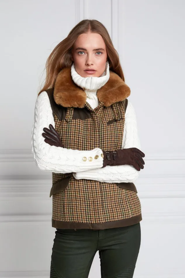 Women In Stock Tailoring Holland Cooper Aviator Gilet Hailes Green Tweed