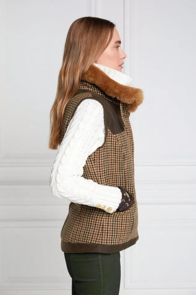 Women In Stock Tailoring Holland Cooper Aviator Gilet Hailes Green Tweed