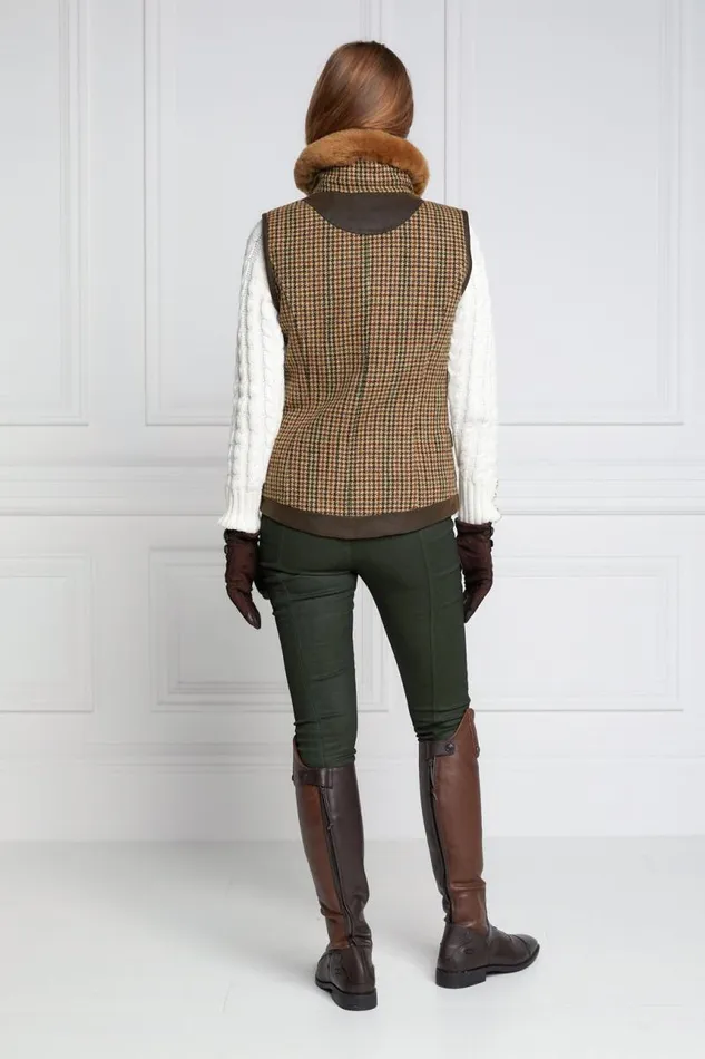 Women In Stock Tailoring Holland Cooper Aviator Gilet Hailes Green Tweed