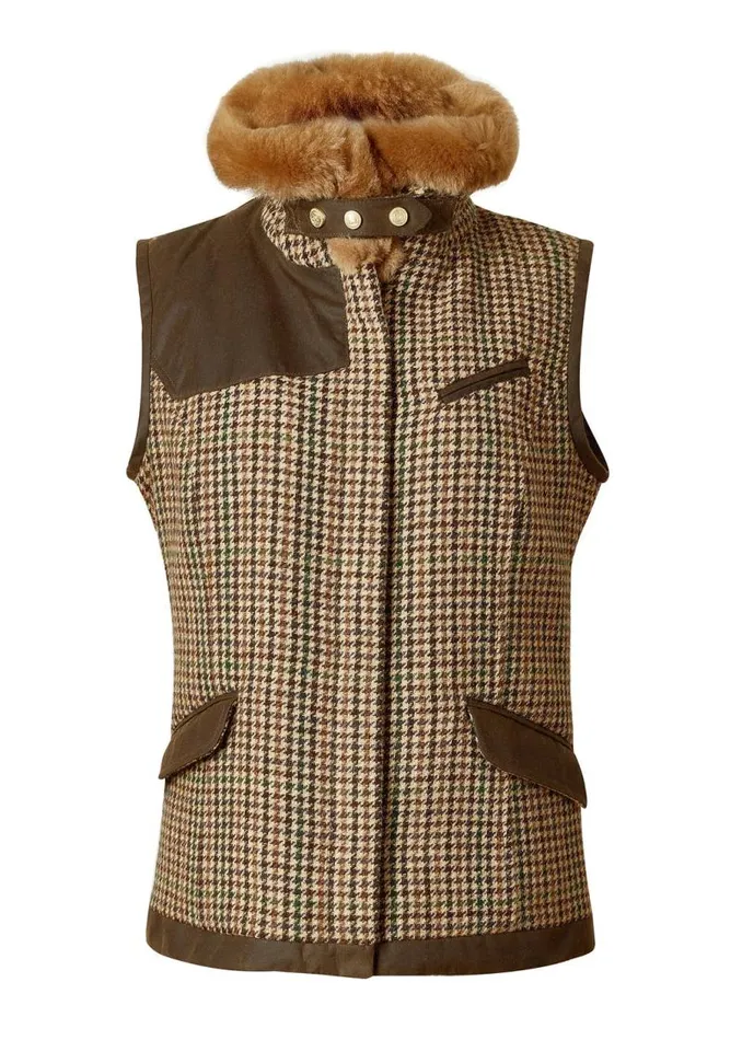 Women In Stock Tailoring Holland Cooper Aviator Gilet Hailes Green Tweed