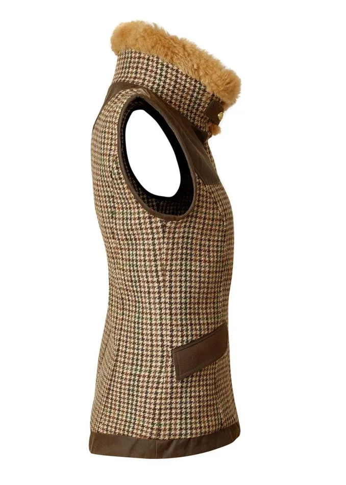 Women In Stock Tailoring Holland Cooper Aviator Gilet Hailes Green Tweed