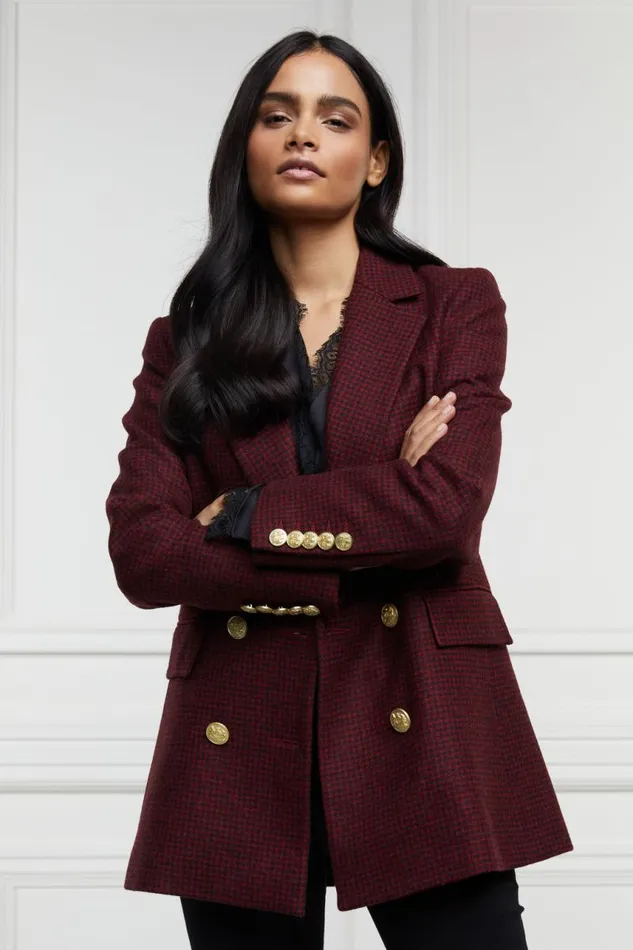 Women In Stock Tailoring Holland Cooper Double Breasted Blazer Deep Red Houndstooth Women In Stock Tailoring Holland Cooper Double Breasted Blazer Deep Red Houndstooth