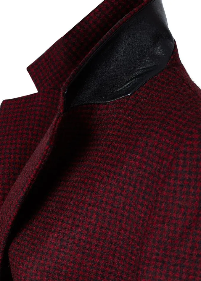 Women In Stock Tailoring Holland Cooper Double Breasted Blazer Deep Red Houndstooth