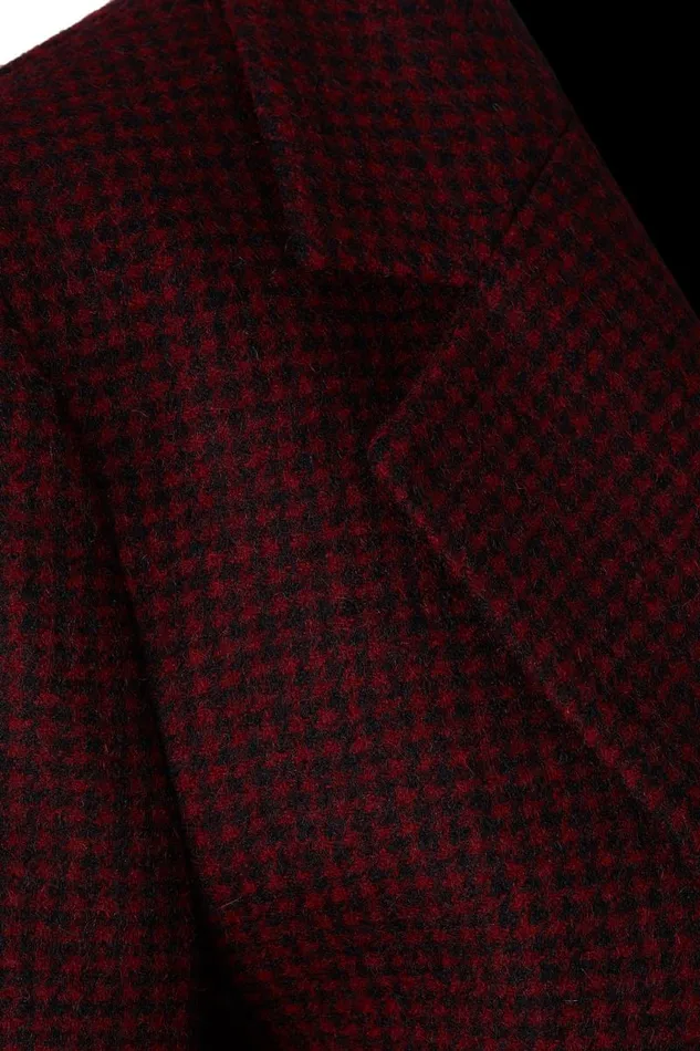 Women In Stock Tailoring Holland Cooper Double Breasted Blazer Deep Red Houndstooth