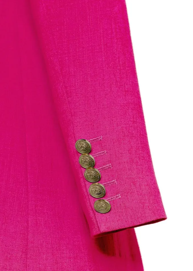 Women In Stock Tailoring Holland Cooper Double Breasted Blazer Hot Pink Linen