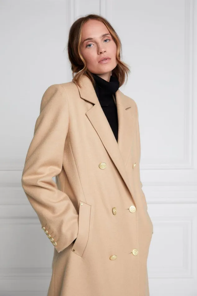 Women In Stock Tailoring Holland Cooper Double Breasted Coat Camel