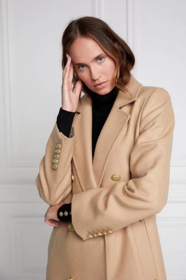 Women In Stock Tailoring Holland Cooper Double Breasted Coat Camel