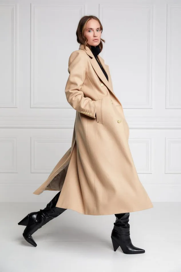 Women In Stock Tailoring Holland Cooper Double Breasted Coat Camel