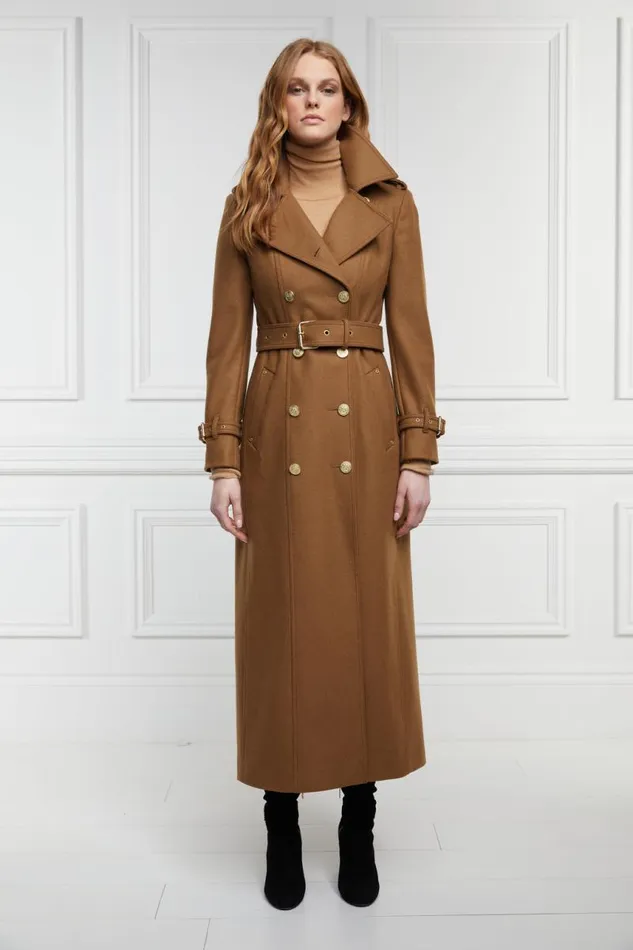 Women In Stock Tailoring Holland Cooper Full Length Chelsea Trench Coat Dark Camel