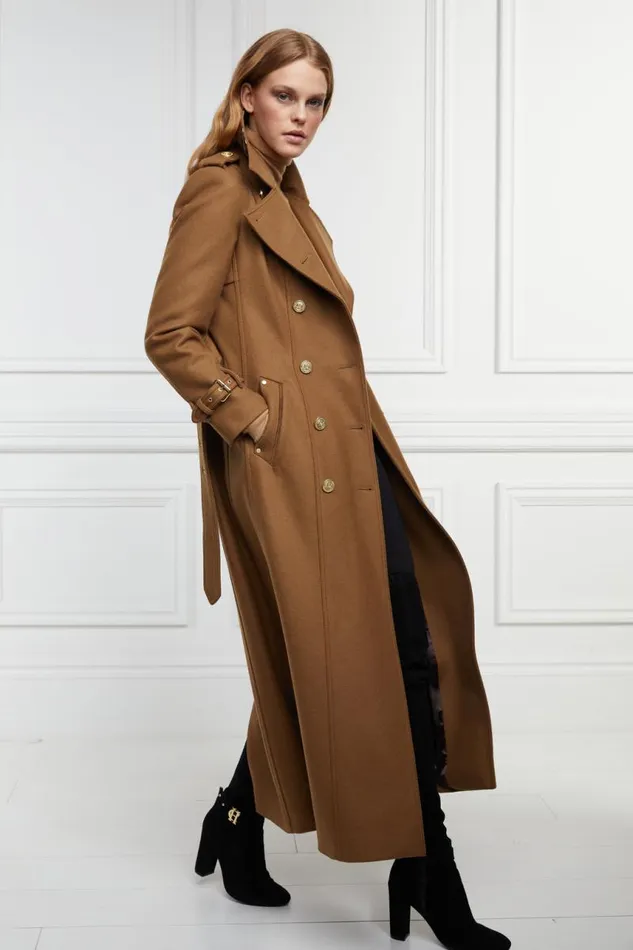 Women In Stock Tailoring Holland Cooper Full Length Chelsea Trench Coat Dark Camel