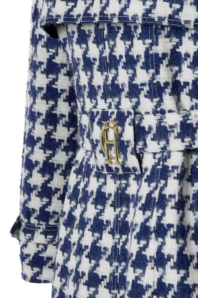 Women In Stock Tailoring Holland Cooper Full Length Marlborough Trench Coat Large Scale Navy Houndstooth