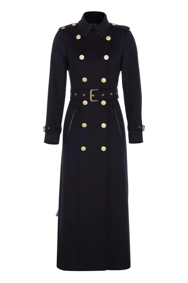Women In Stock Tailoring Holland Cooper Full Length Marlborough Trench Coat Soft Black