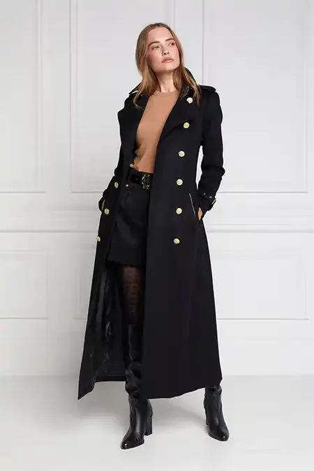 Women In Stock Tailoring Holland Cooper Full Length Marlborough Trench Coat Soft Black