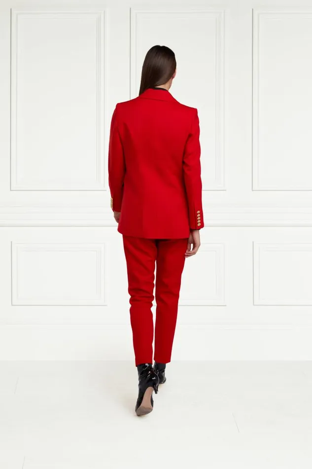 Women In Stock Tailoring Holland Cooper High Waisted Peg Trouser Red Barathea