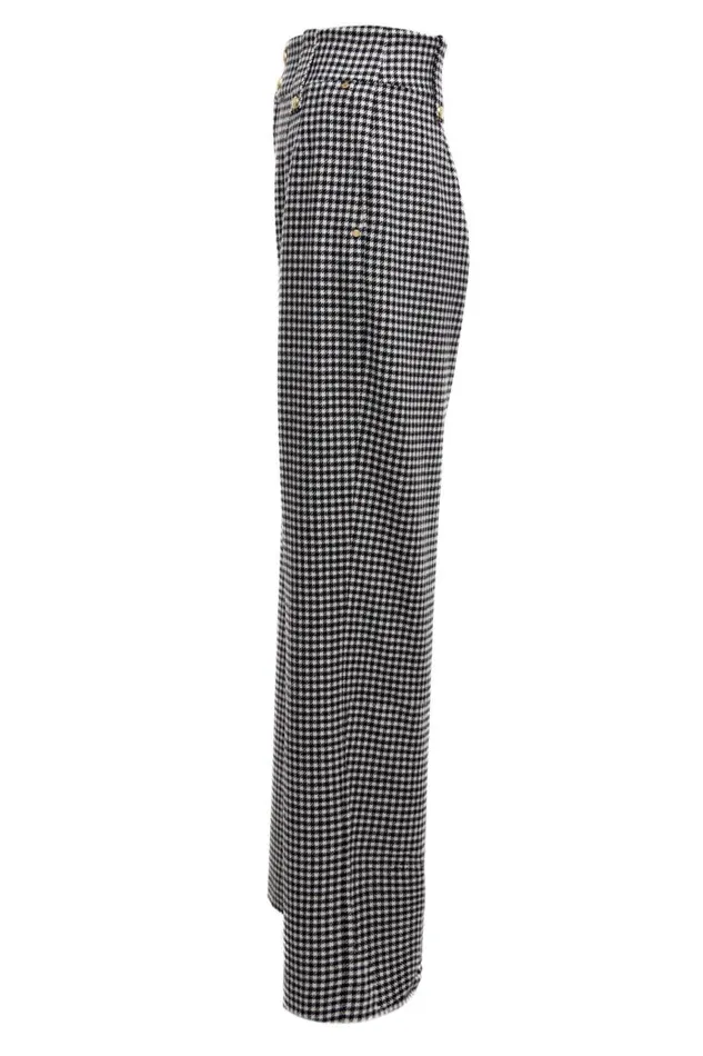 Women In Stock Tailoring Holland Cooper High Waisted Straight Trouser Black and White Puppy Tooth Women In Stock Tailoring Holland Cooper High Waisted Straight Trouser Black and White Puppy Tooth