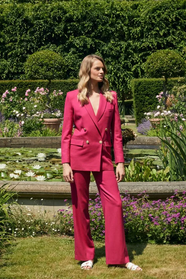 Women In Stock Tailoring Holland Cooper High Waisted Straight Trouser Hot Pink Barathea Women In Stock Tailoring Holland Cooper High Waisted Straight Trouser Hot Pink Barathea