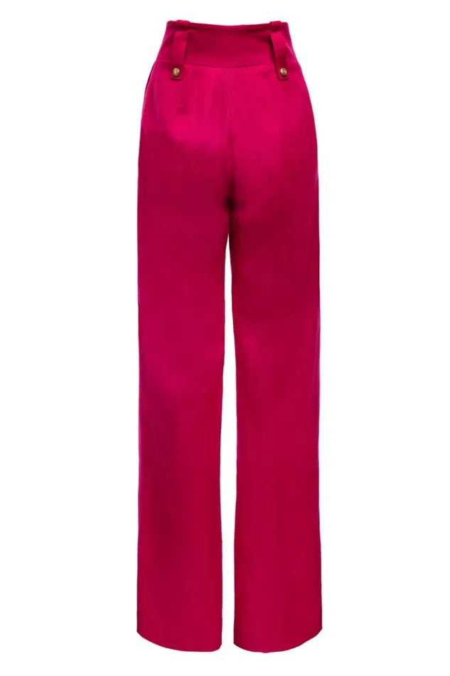 Women In Stock Tailoring Holland Cooper High Waisted Straight Trouser Hot Pink Barathea Women In Stock Tailoring Holland Cooper High Waisted Straight Trouser Hot Pink Barathea