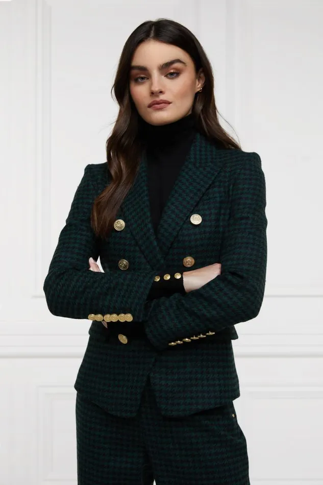 Women In Stock Tailoring Holland Cooper Knightsbridge Blazer Emerald Houndstooth Women In Stock Tailoring Holland Cooper Knightsbridge Blazer Emerald Houndstooth