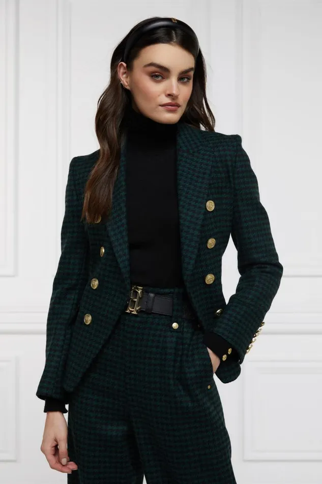 Women In Stock Tailoring Holland Cooper Knightsbridge Blazer Emerald Houndstooth Women In Stock Tailoring Holland Cooper Knightsbridge Blazer Emerald Houndstooth