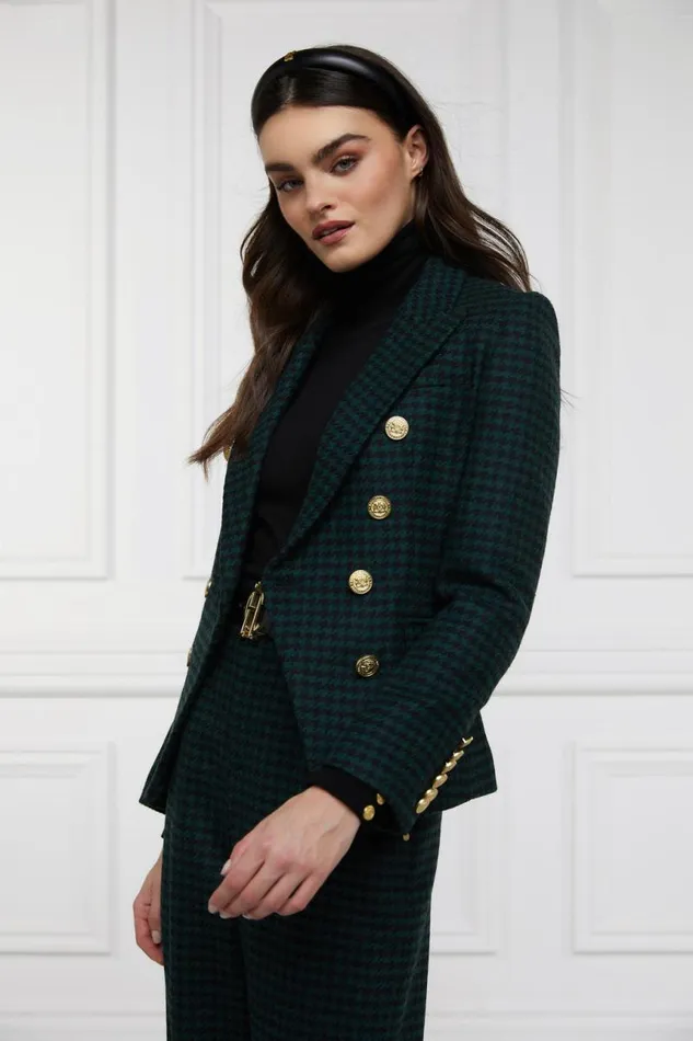 Women In Stock Tailoring Holland Cooper Knightsbridge Blazer Emerald Houndstooth Women In Stock Tailoring Holland Cooper Knightsbridge Blazer Emerald Houndstooth